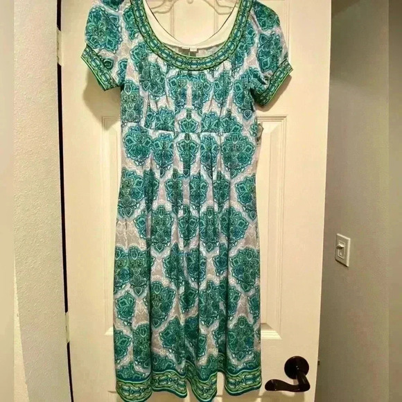 London Times Women’s Midi Print Short Sleeve Pretty Unique size 8 - Picture 1 of 13